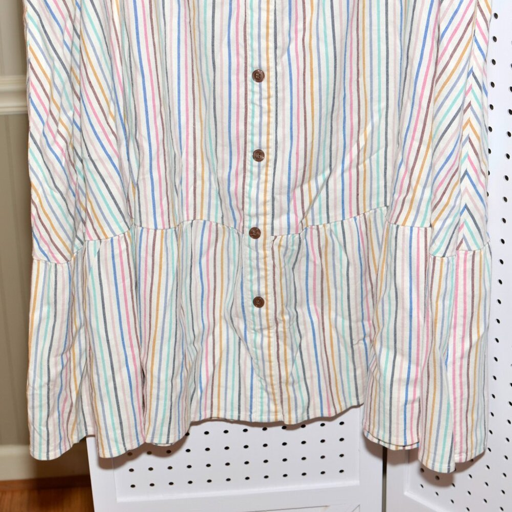 Plus Size Lane Bryant 26/28 Colorful Striped Ruffle Hem Pull-On Midi Skirt - Picture 3 of 14